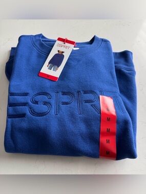 Esprit Women's Logo Vintage Blue Viral 80s 90s Crew Neck Size Medium NWT